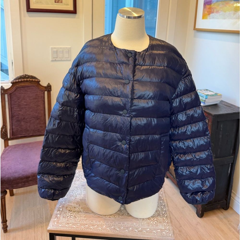 OOFWear Shiny Light Nylon Quilted Jacket - Blue Notte